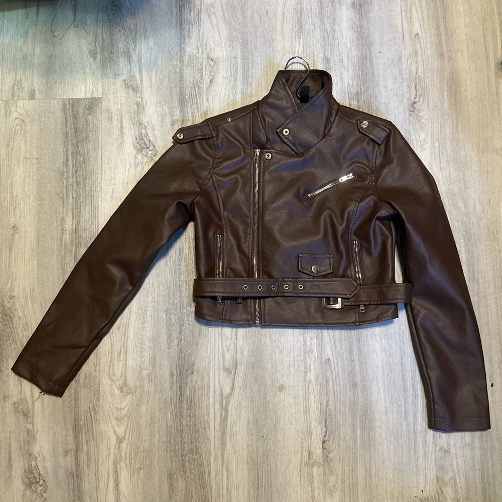 Dark brown leather jacket